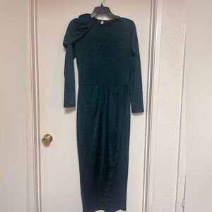 Elegant Long Sleeve Dress with one shoulder drapped detail